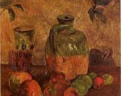 保罗 高更 : Apples, Jug, Iridescent Glass